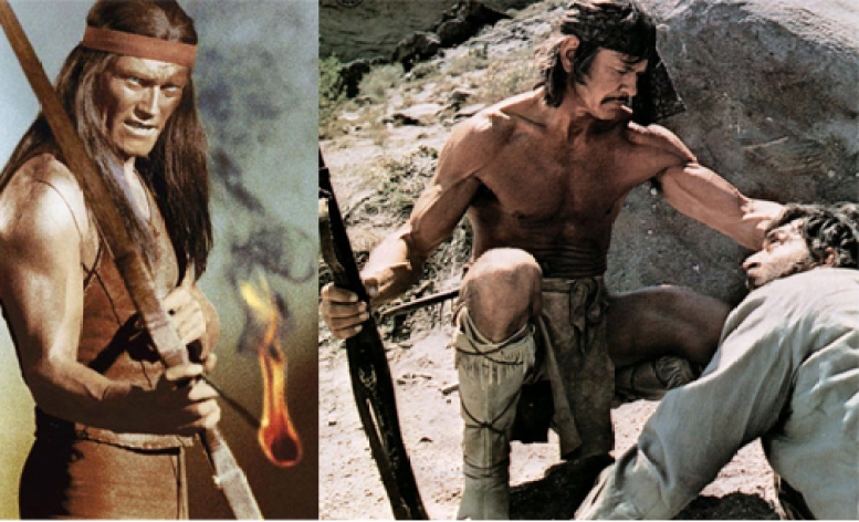 Chuck Connors as Geronimo / Charles Bronson as an Apache